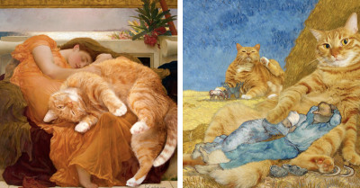 42 Famous Paintings Get an Unexpected Orange Cat Makeover