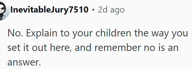 OP can explain to her children just as she set it out here.