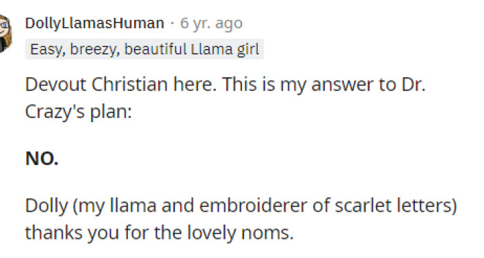 It's nice to see that even the Christians on Reddit think that the MIL is crazy for her plans and intentions with OP's child.