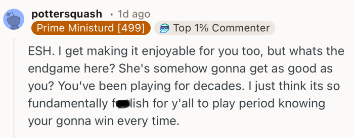 “I just think its so fundamentally f**lish for y'all to play period knowing your gonna win every time.”