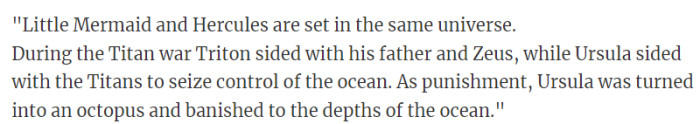 Little Mermaid and Hercules are set in the same universe.