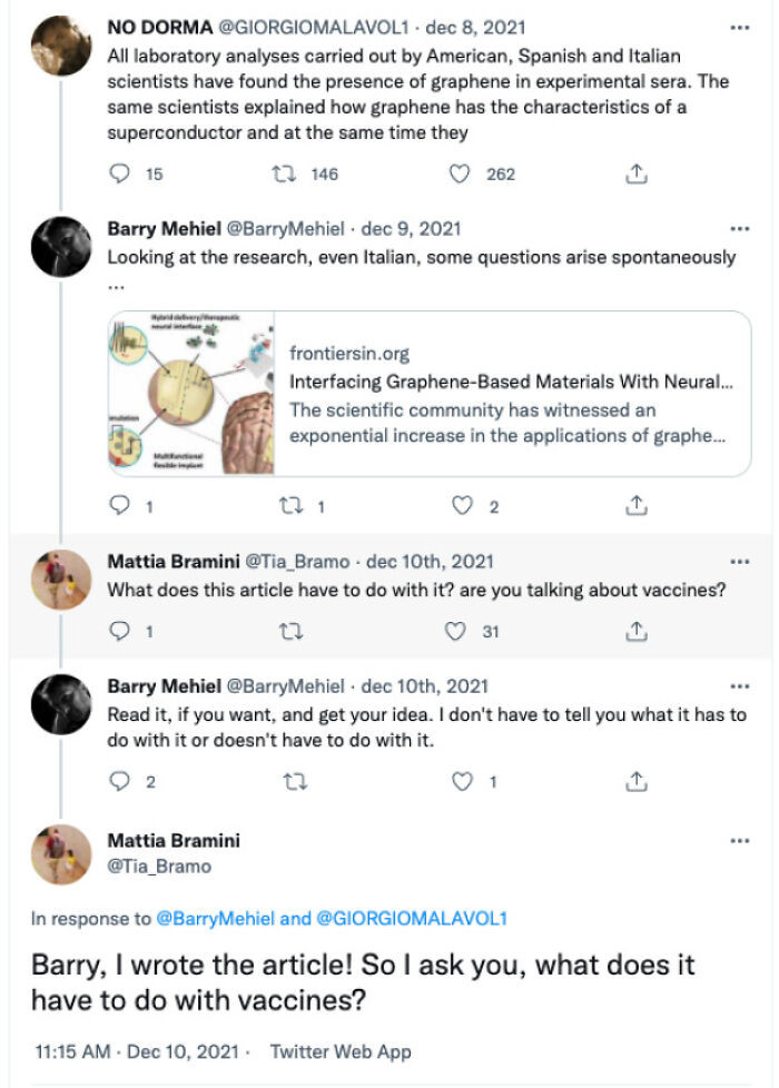 12. Italian Researcher Getting Sent His Own Article About Graphene By Antivaxxers :)