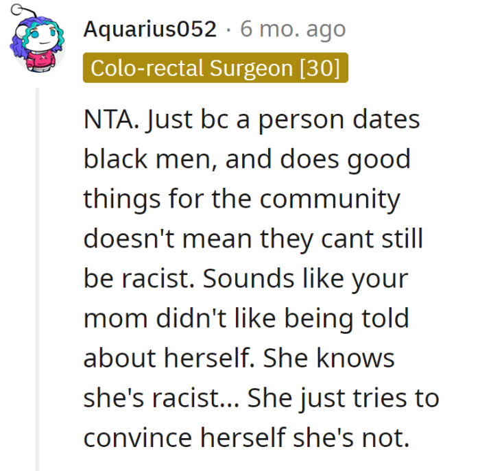 Mom's got a date with denial and a side of self-reflection.