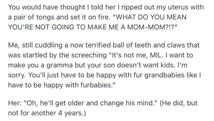 Any this point, OP’s MIL got very irritated