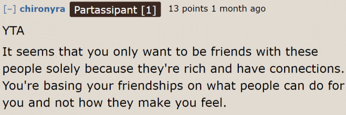 Bashing her circle of friends wasn't necessary.