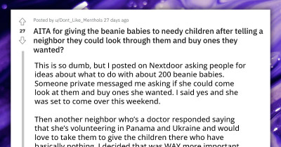 Woman Gets Upset After Redditor Reneges on Agreement to Sell Her Beanie Babies and Instead Donates Them to Needy Children
