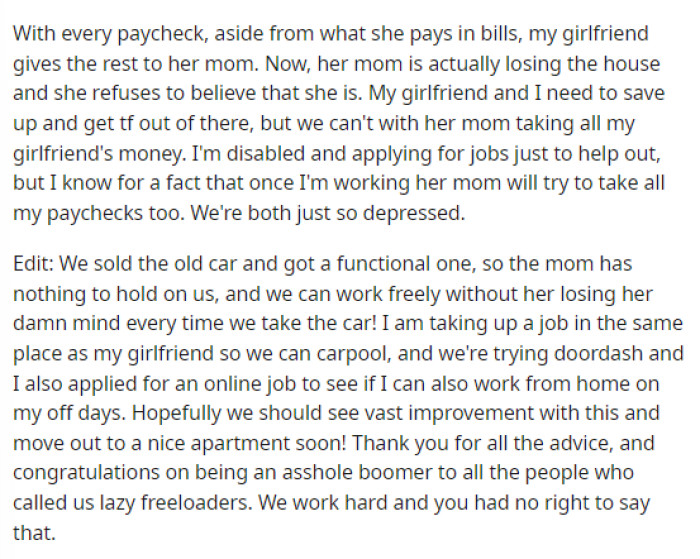 It seems like, from the update, that they have a plan in place, and it appears that it might actually work out for them, allowing them to meet their goals.