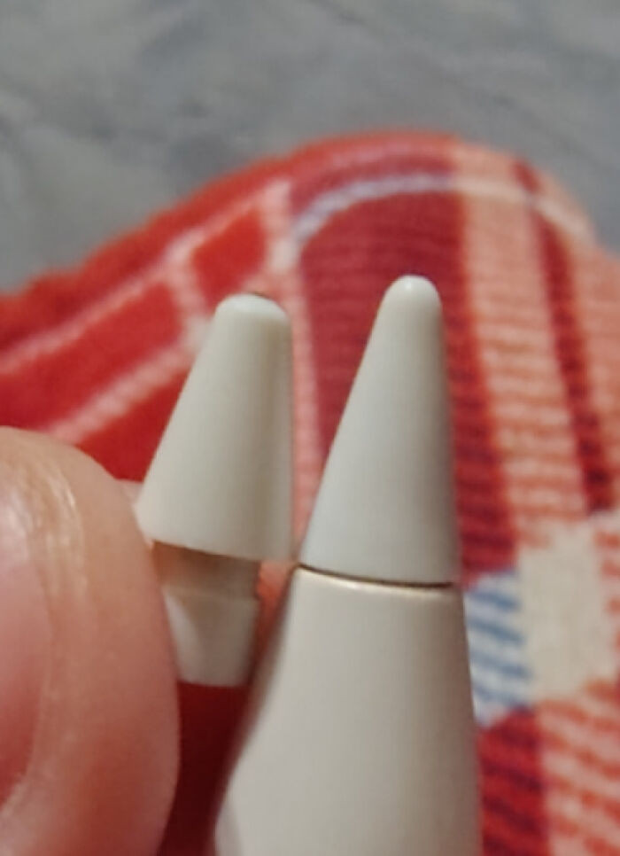 "Apple Pen Tip After Probably ~2-3 Years Of Daily Use vs. Replacement"