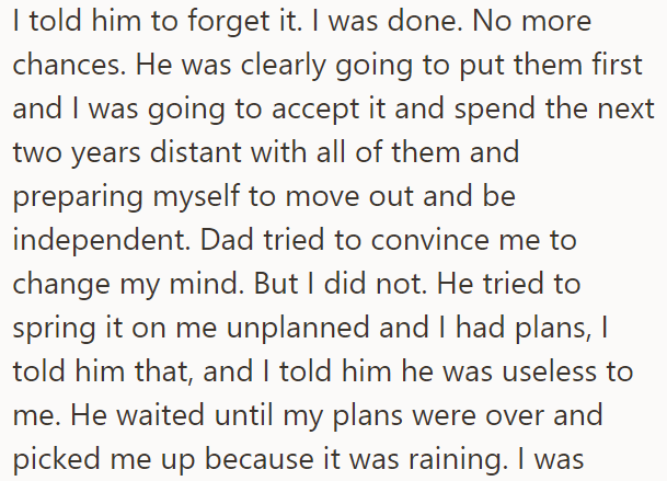 After so many postponements, the OP told him that he was done trying