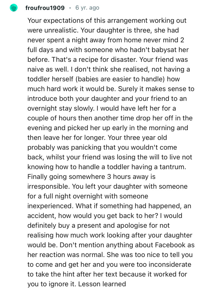 “You Left Your Daughter with Someone for a Full Night Overnight Who Was Inexperienced.”