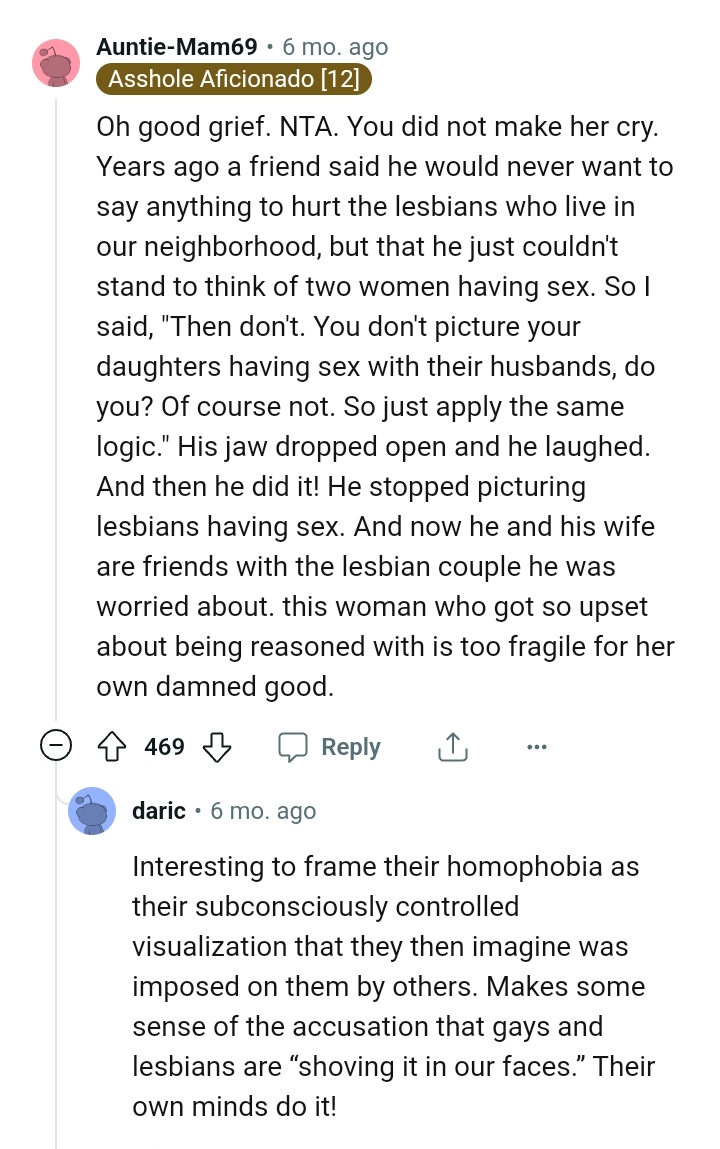 This Redditor says the OP did not make her colleague cry