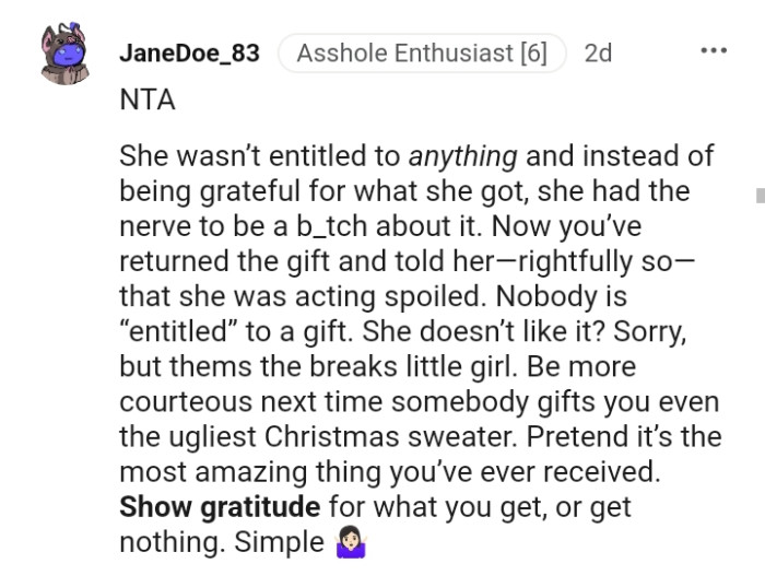 Nobody Is Entitled to a Gift