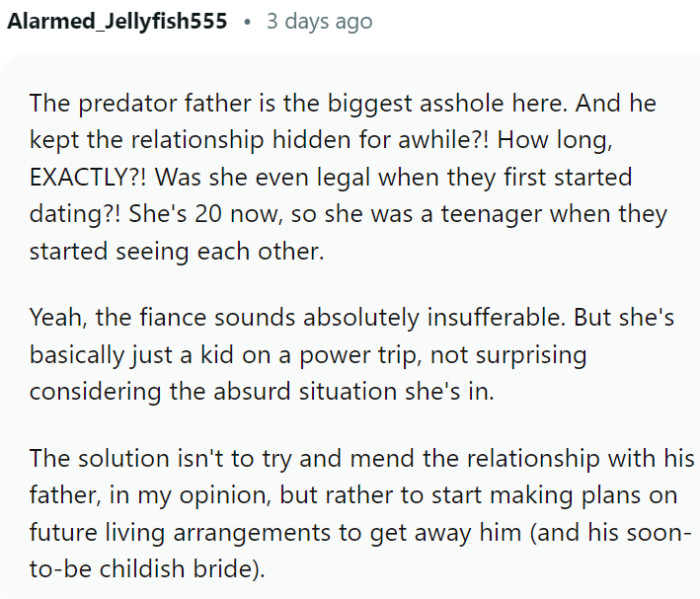 The fiancée is basically just a kid on a power trip.