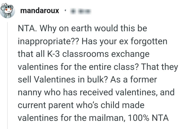 The action is not inappropriate in any way