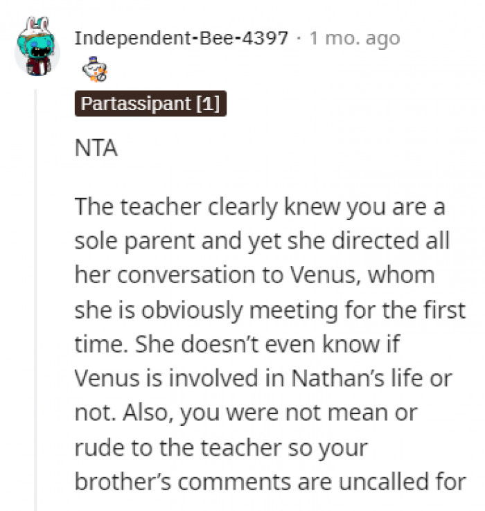 The teacher knew what the situation was