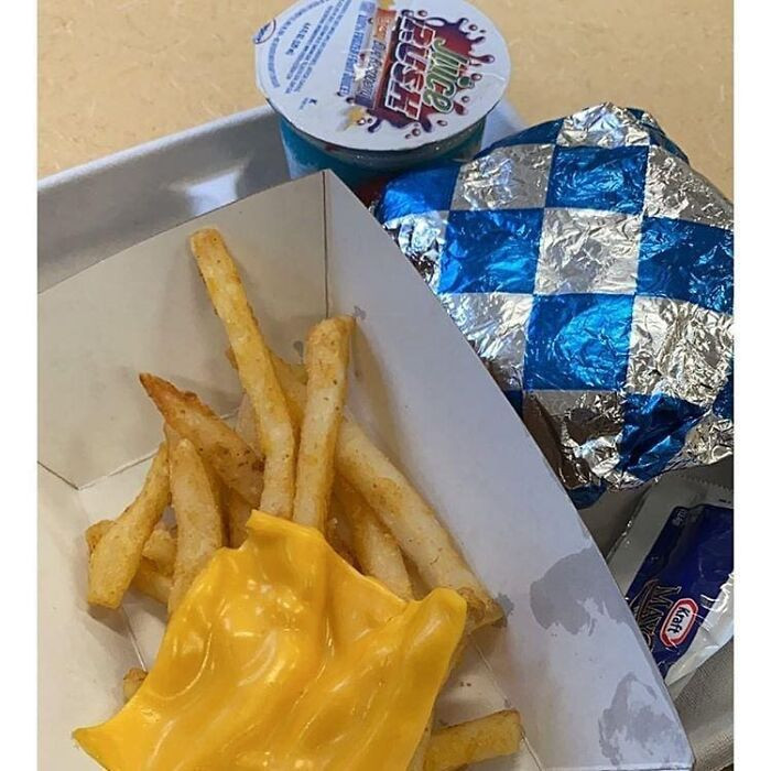 Food places have to do better. This is the cheapest cheese fries I've ever seen in my whole life.