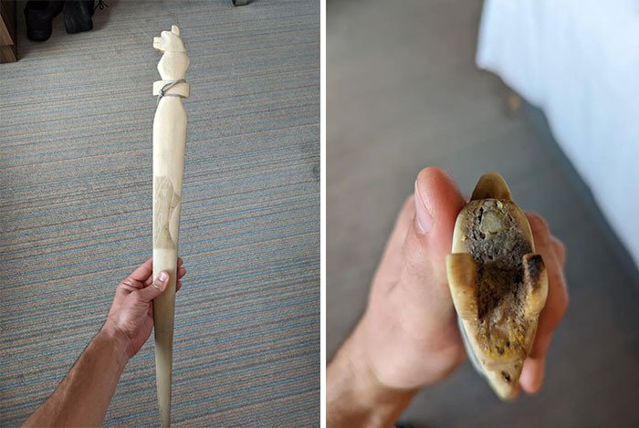 18. Carved Piece Purchased From An Antique Shop In Poland. What Is It And What Could It Be Carved Out Of?