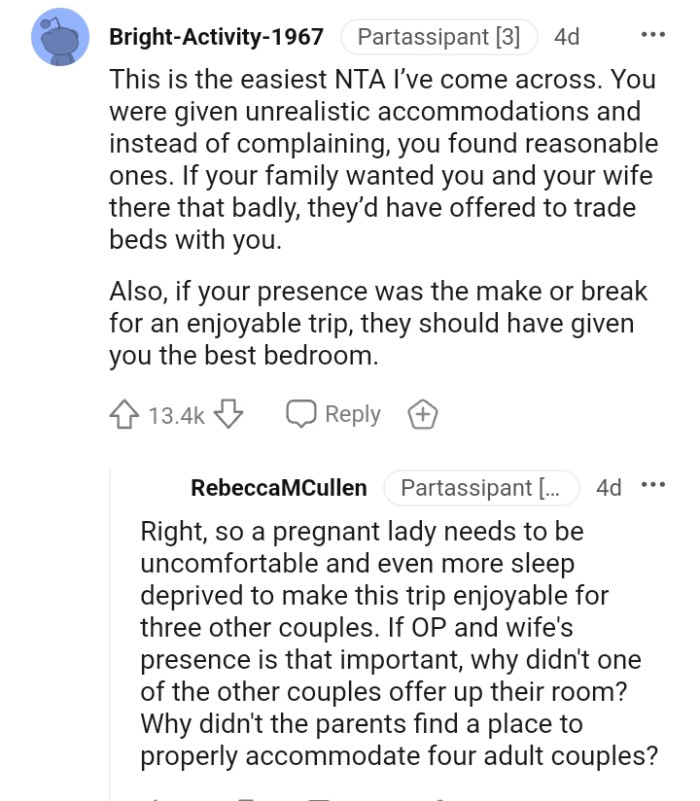 They would have offered to trade beds with the OP