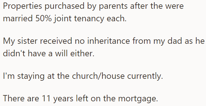The properties were bought by both his parents with a 50/50 share after they married: