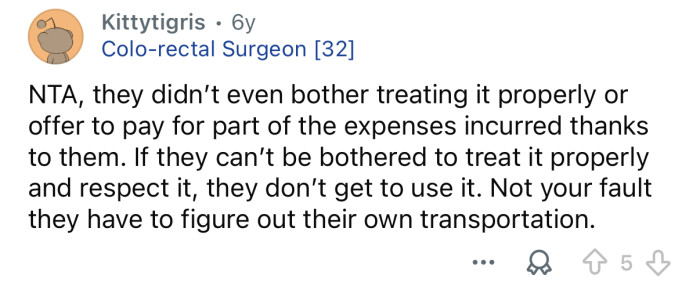 It’s not your fault they don’t have transport.