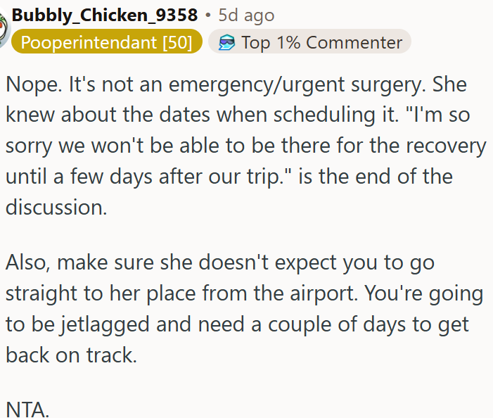 It's not an emergency/urgent surgery.