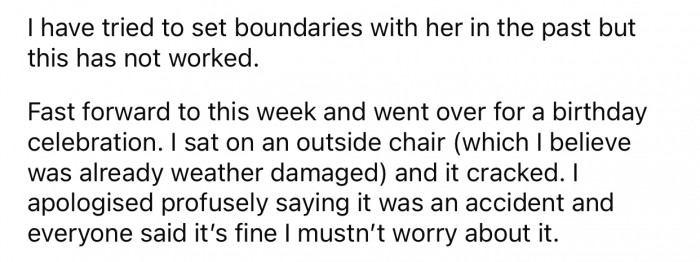 OP has a small accident at her MIL's house, which eventually came up again later.