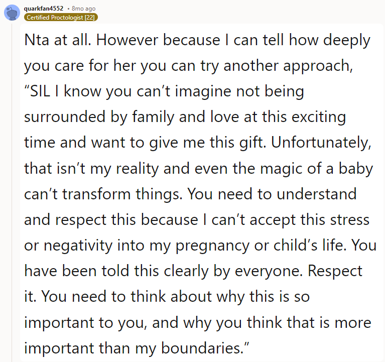 Perfect wording. Put this in an email if you are not able to say it to her directly. SIL is in dire need of some self-reflection here.