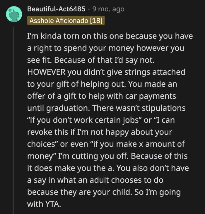 They understood where OP's objections stemmed from.