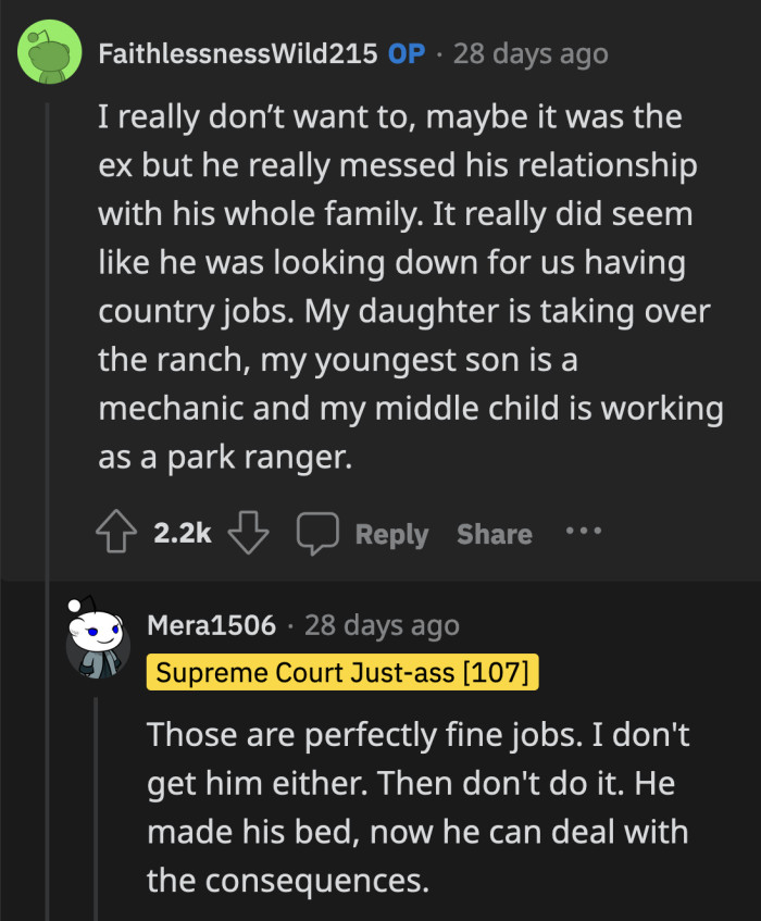 OP said that she really can't find it in herself to agree to babysit for her son after what he said about her family's 