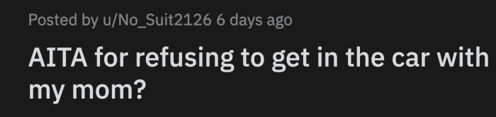 OP thought her mom would come back, but she went to her car and drove away