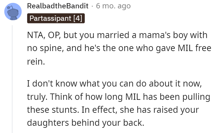 Raising OP's daughter behind her back