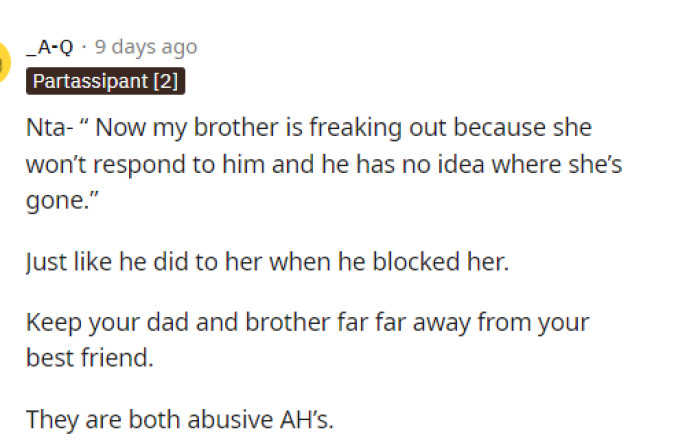 This definitely shows how everyone feels about this because there are many reasons why the best friend needed to know.