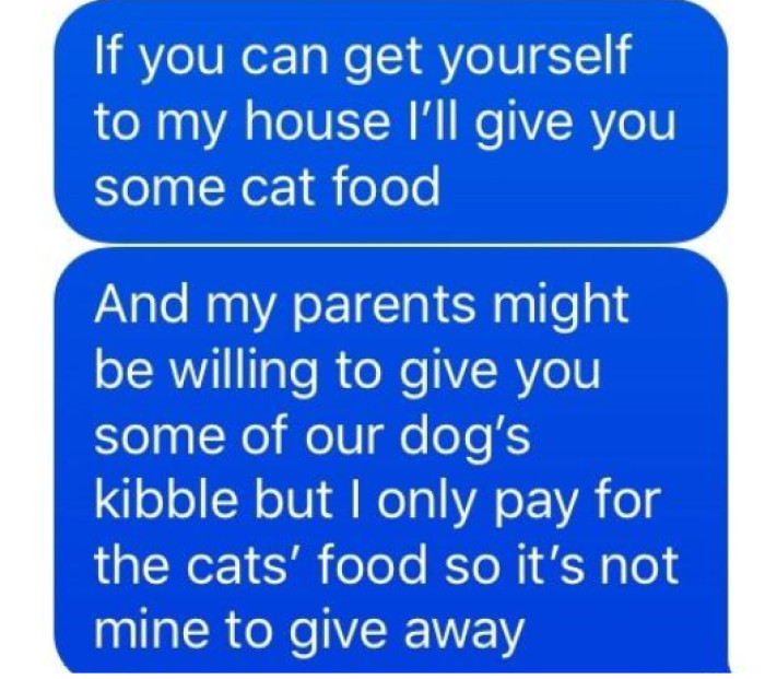 Instead of offering cash to his friend, the OP suggested giving some cat food.