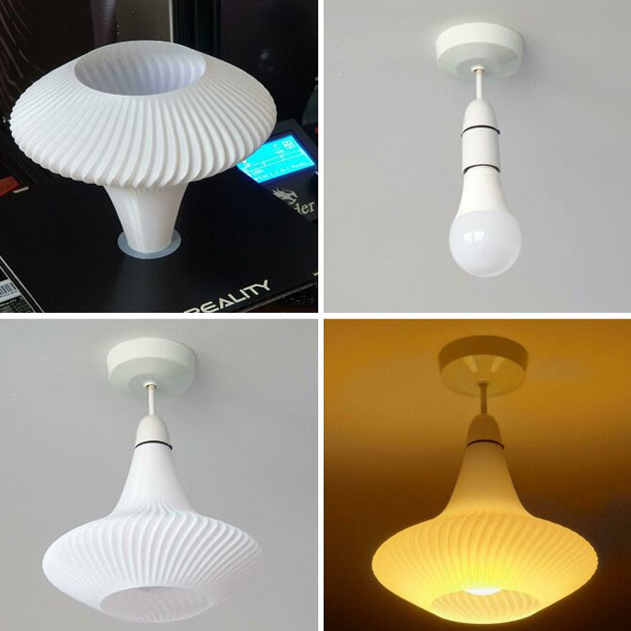 "Discovered The Curvy Mode In Fusion 360 And Vase Mode So Now All Of My Lights Have Shades!"