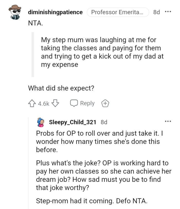 Exactly, what was she expecting?