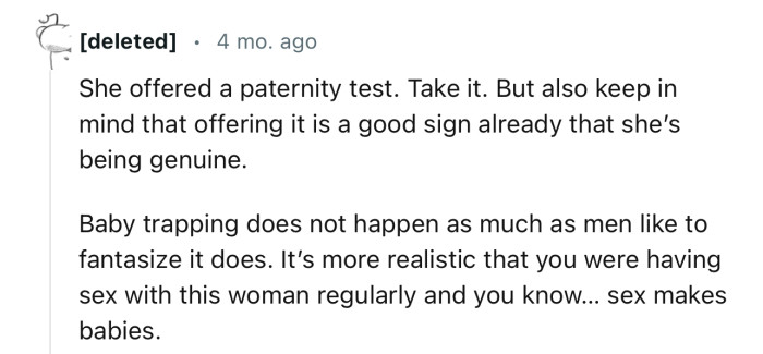 “Baby trapping does not happen as much as men like to fantasize it does.”