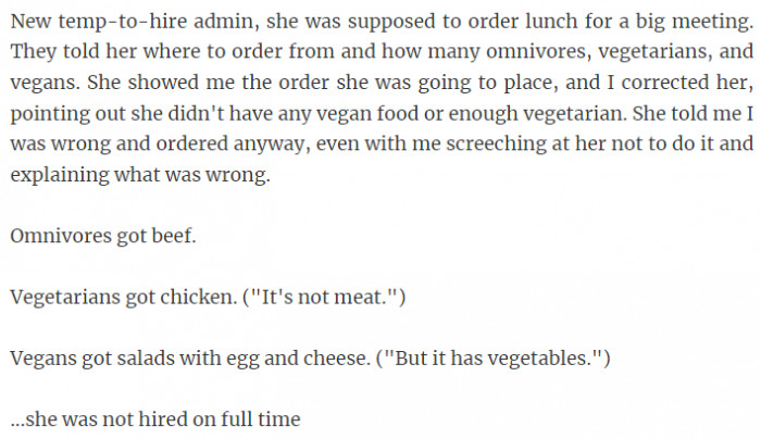 14. She was not hired full-time