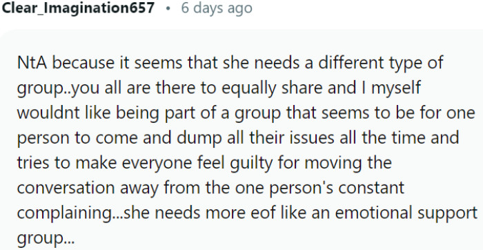 The Suggestion Is That the Woman May Benefit More from an Emotional Support Group