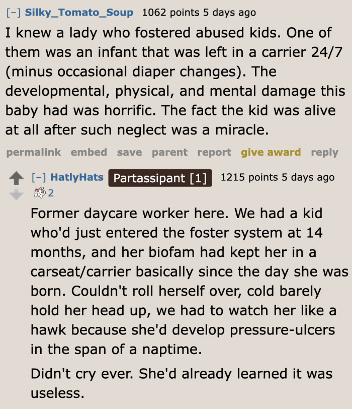 Users pointed out what the worse things that could happen if children are left in a carrier without supervision.