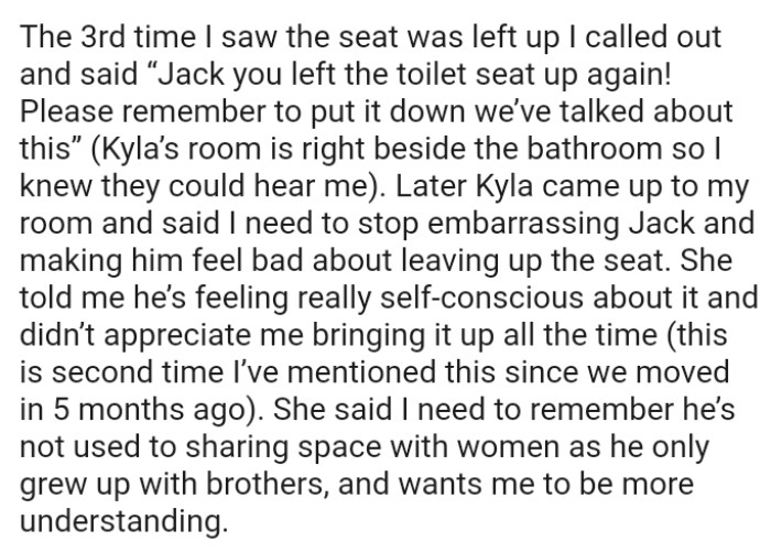 She told the OP that her boyfriend is feeling really self-conscious about it