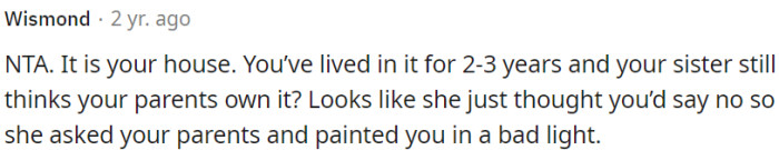 OP's sister mistakenly believed their parents still owned this house.