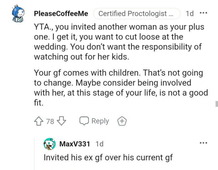 The GF has children and that won't change