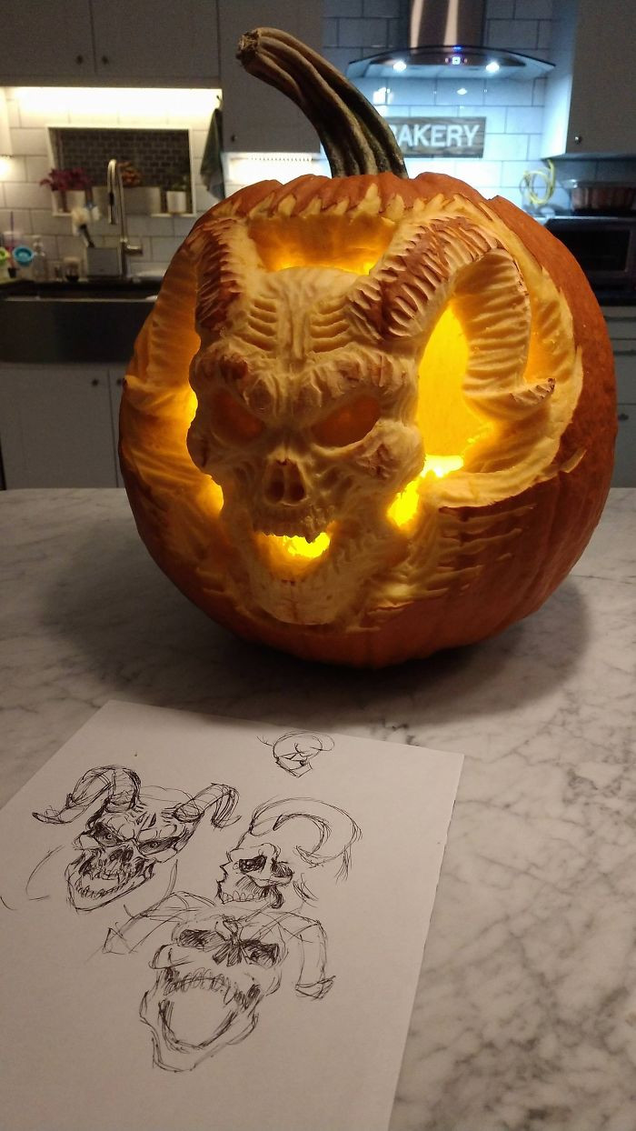 8. I love that they included the little rough drafts to show their process in creating the pumpkin.