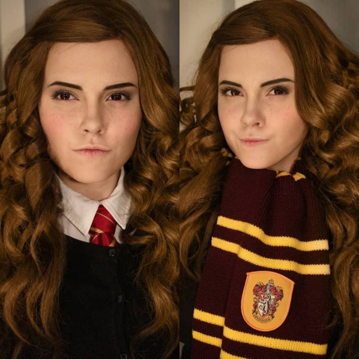 5. She is cosplaying as Hermione Granger from Harry Potter here, and she did a great job