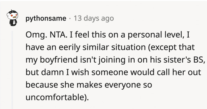 Someone in a similar situation agrees that...