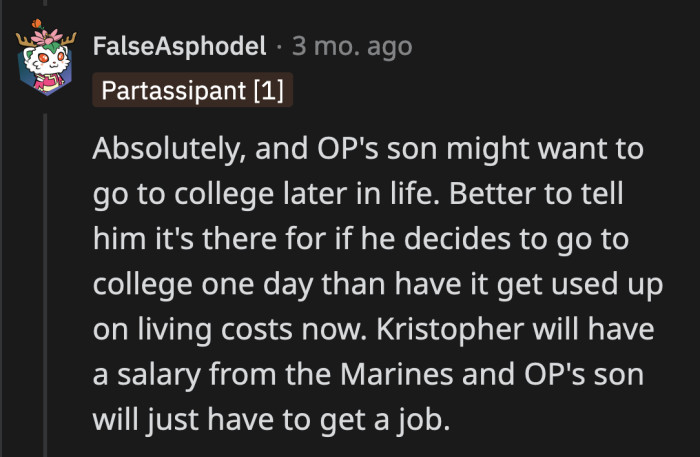 He is probably making the wrong choice, but that is not for his parents to decide anymore.