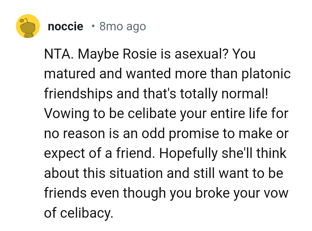 The OP is mature and wanted more