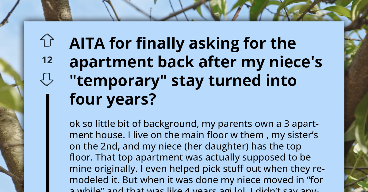 Man Receives Unexpected Reaction After Asking His Niece to Move Out of His Apartment