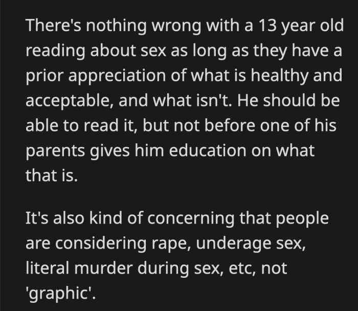 Sex in the world of Ice and Fire is intertwined with violence. OP and his wife must have a discussion with their children about it. It shouldn't be brushed off and they shouldn't shame their kids.