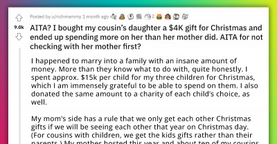 Rich Aunt Angers Her Niece's Mom After She Spent $4,000 On The 14-Year-Old's Luxury Christmas Gifts Which Included A Designer Bag And Jewelry